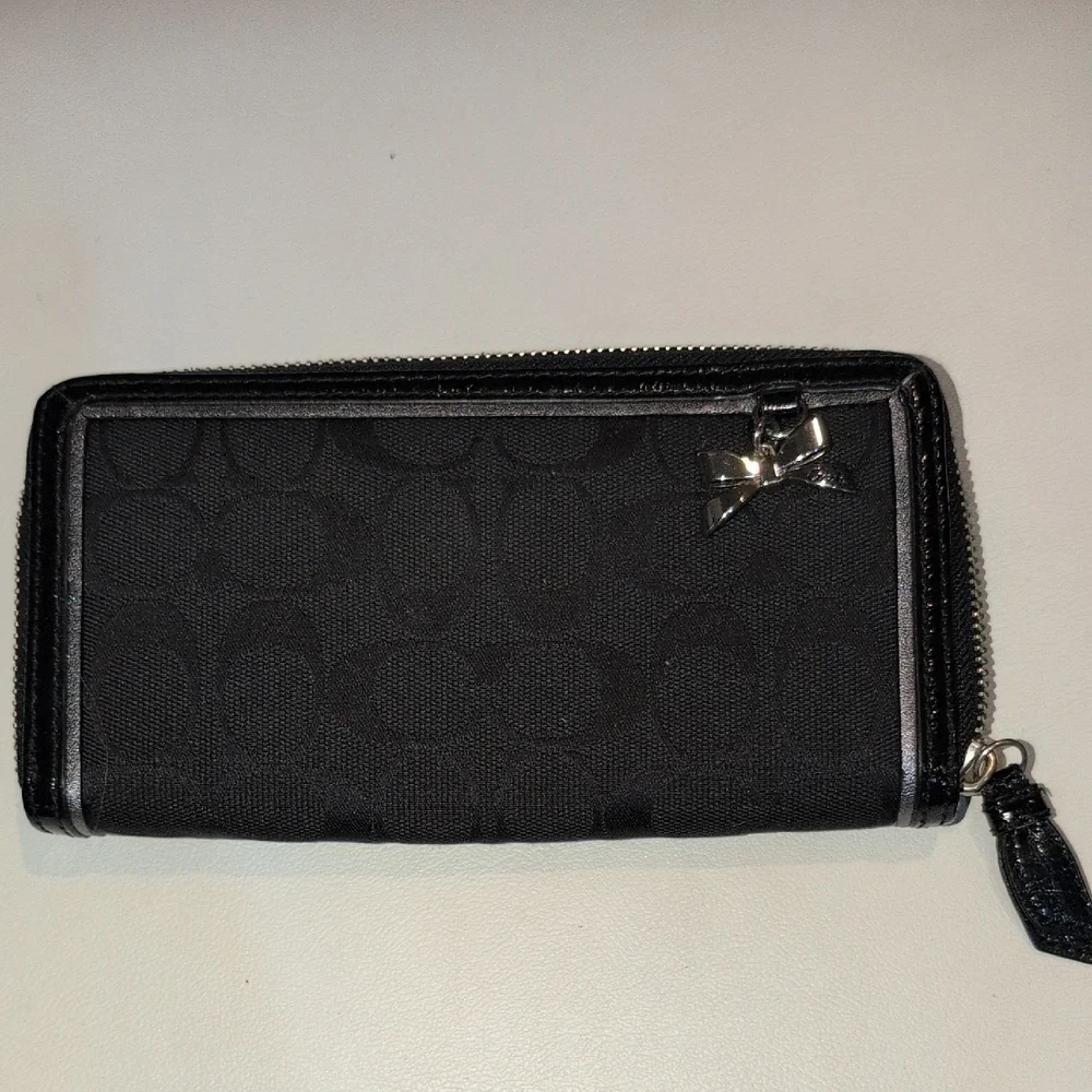 Coach Black Wallet with Silver Bow Accent - Rehab Wallet